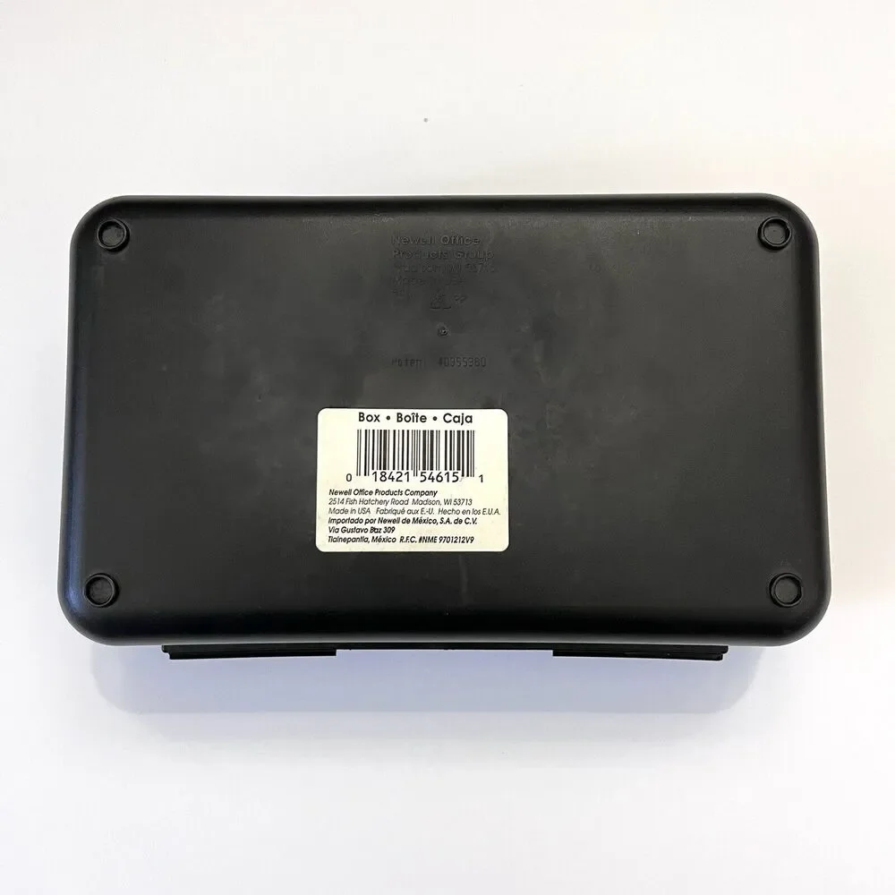 SpaceMaker Pencil Box Blue Top Black Bottom Bumpy Plastic Storage Container 90s
